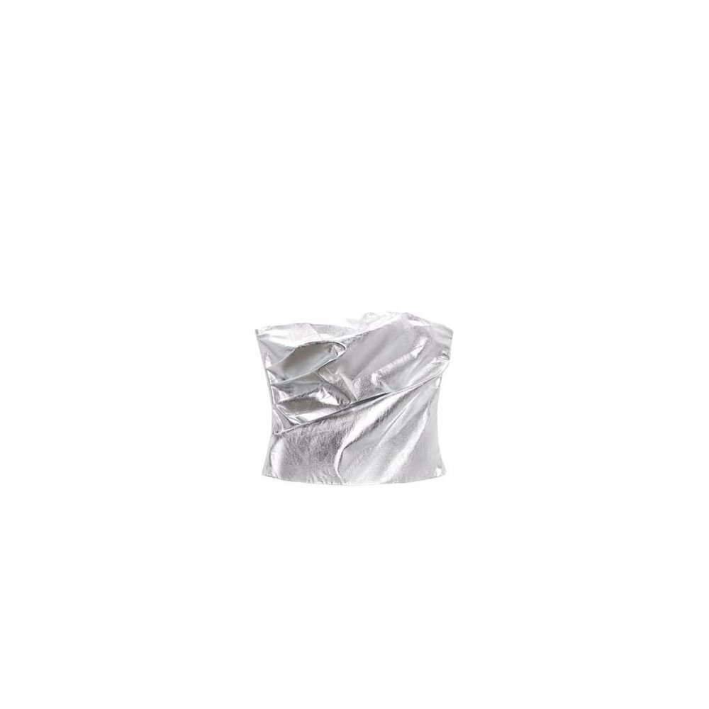 - ZARA METALLIC POPLIN TOP SILVER SIZE M | 4661/020